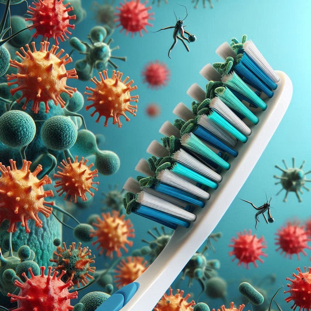 A toothbrush full of microbes